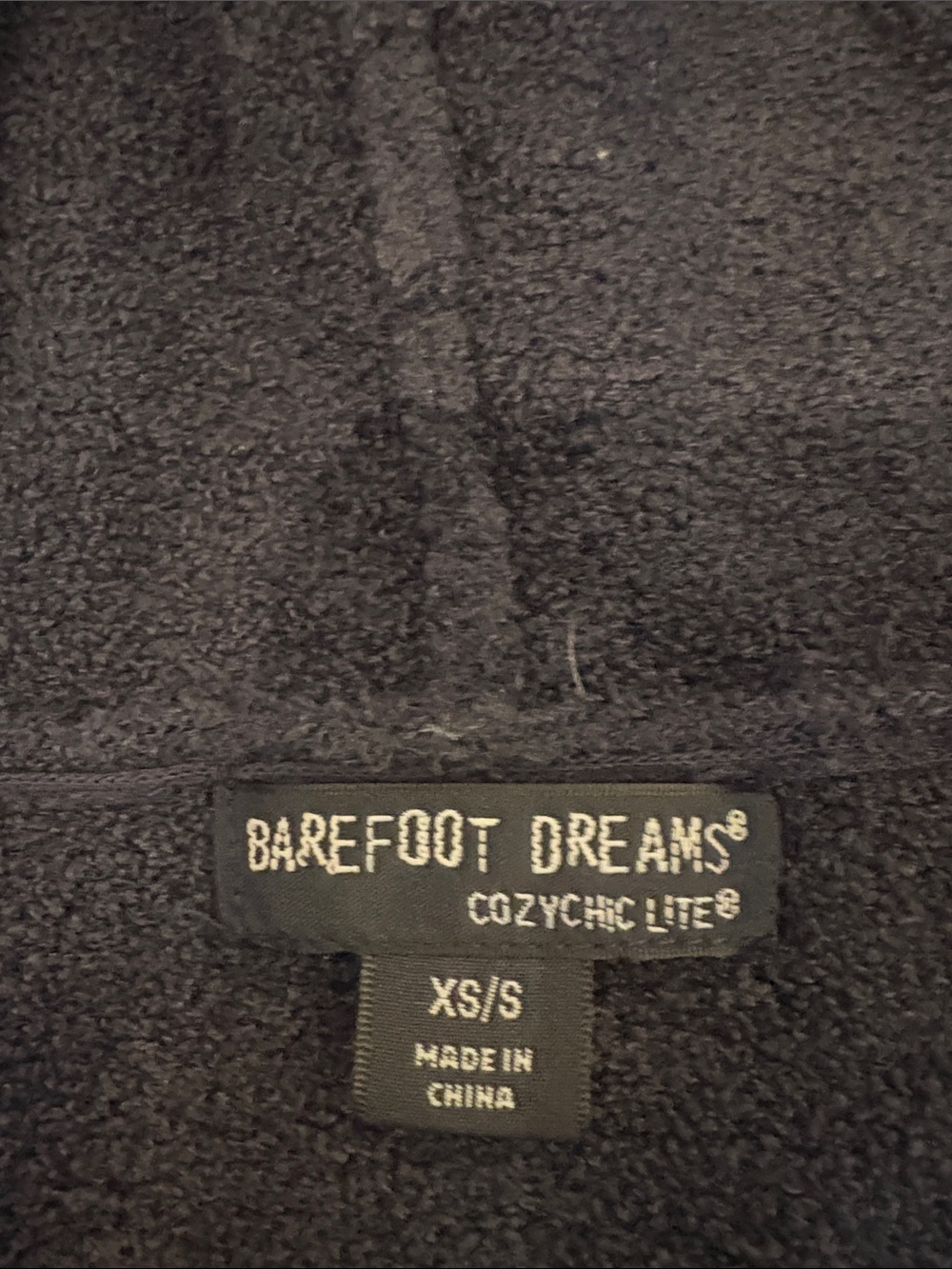 Barefoot Dreams Navy Hooded Open Cardigan with Gray Hem Band - Picture 3 of 3
